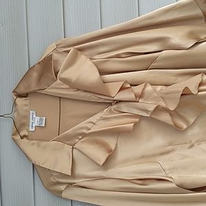 Nicole Miller Champagne Satin Ruffle Blouse